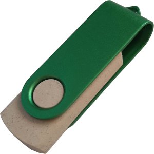 Эко флешка Twist Straw Green